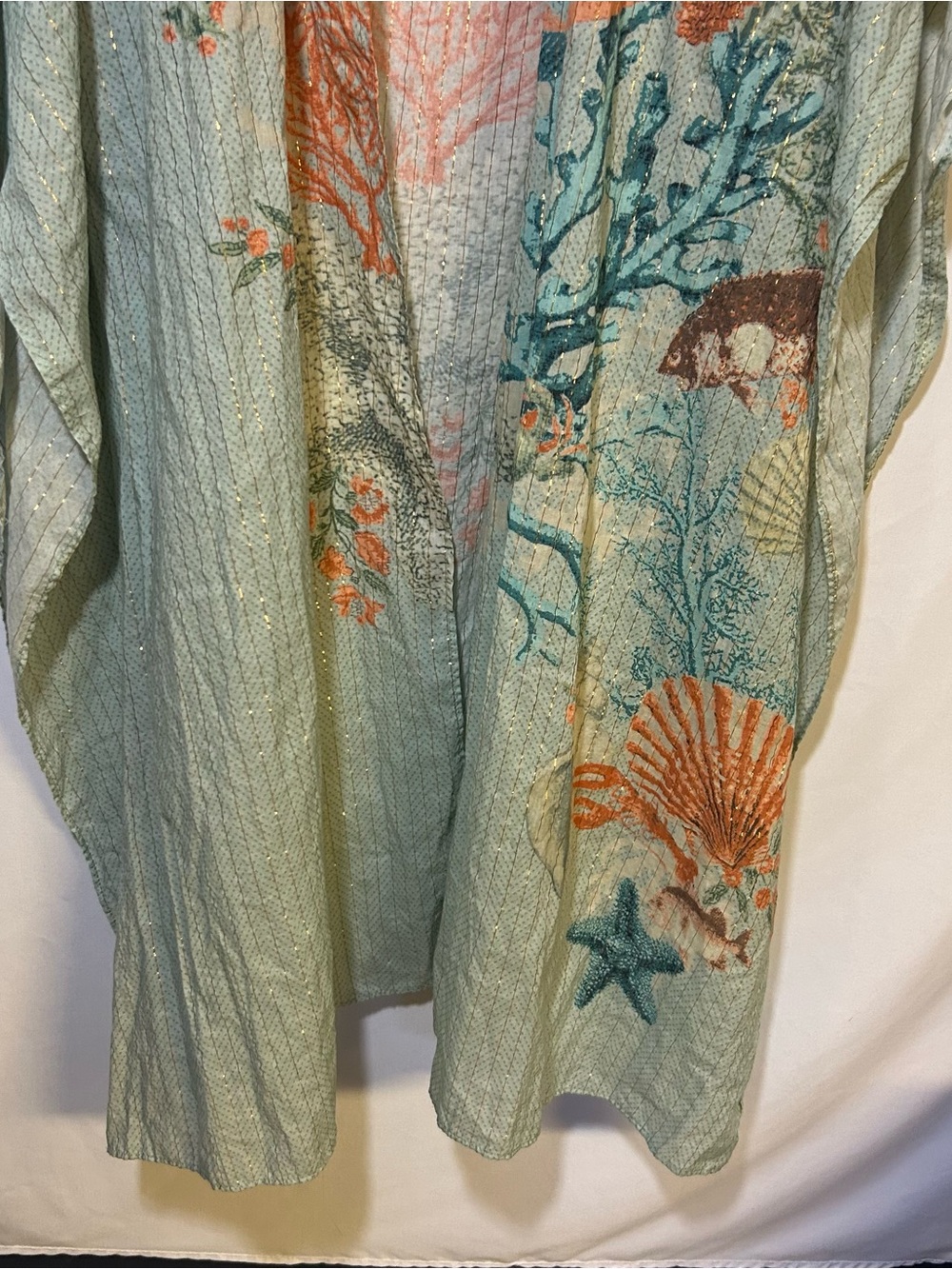 Aratta Silent Journey Ocean View Kimono Coverup One Size Boho Tassel Flowy - Picture 5 of 11